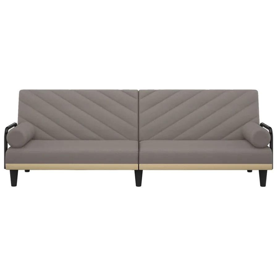 Canapé-lit avec accoudoirs taupe tissu - 4