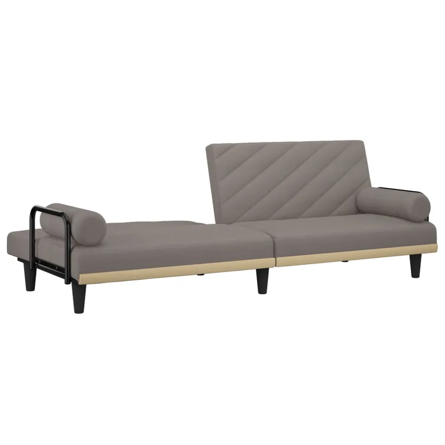 Canapé-lit avec accoudoirs taupe tissu - 7