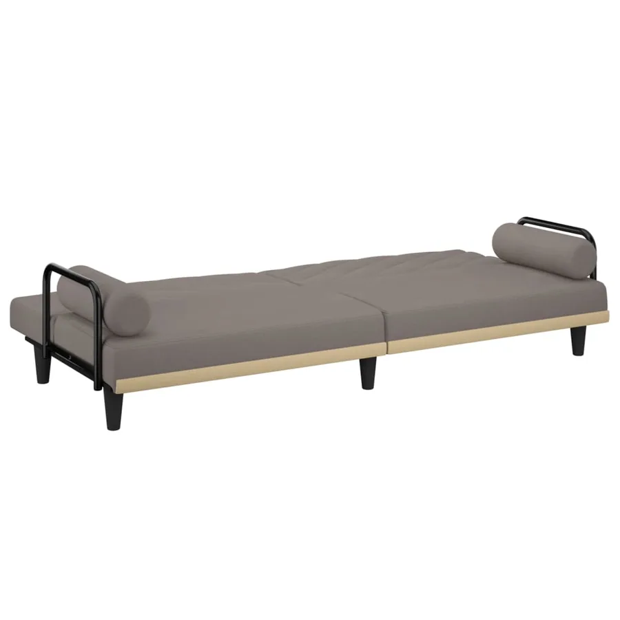 Canapé-lit avec accoudoirs taupe tissu - 8