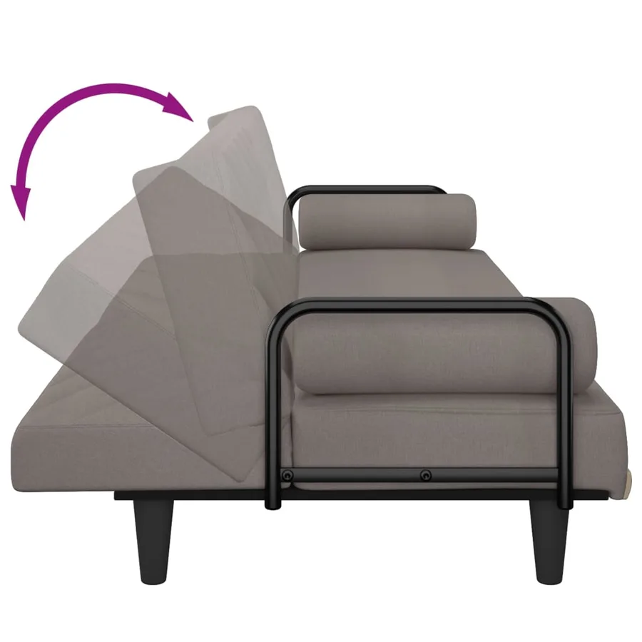 Canapé-lit avec accoudoirs taupe tissu - 9