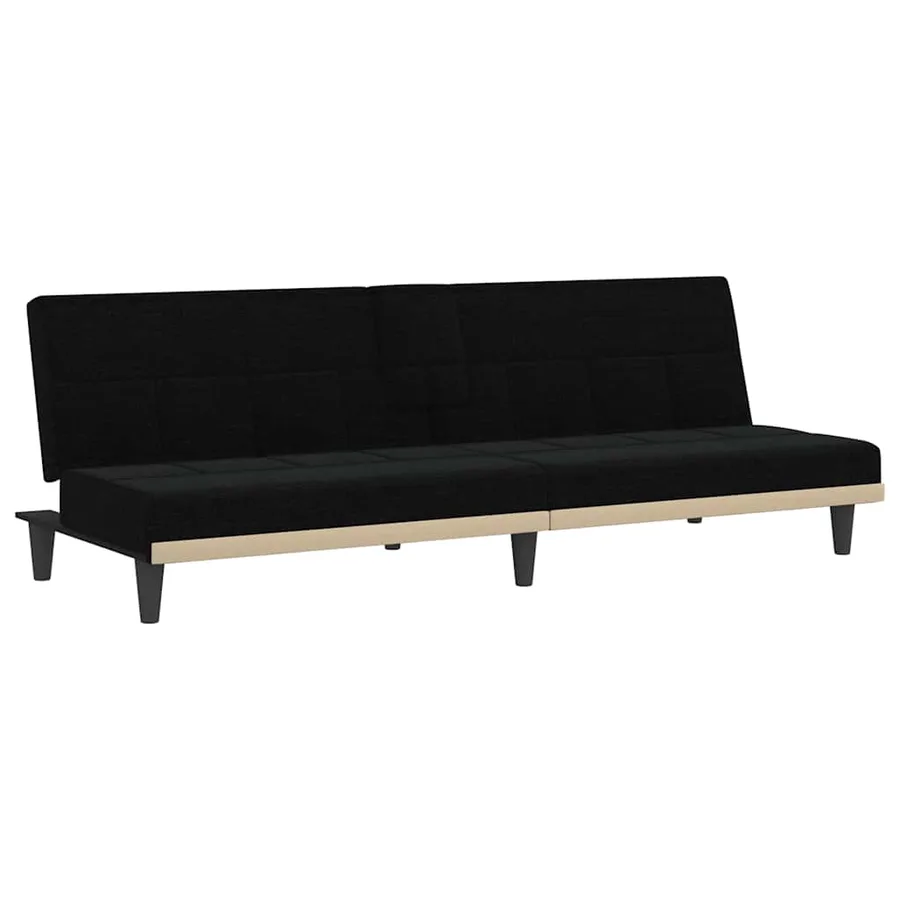 Canapé-lit avec porte-gobelets noir tissu - 2