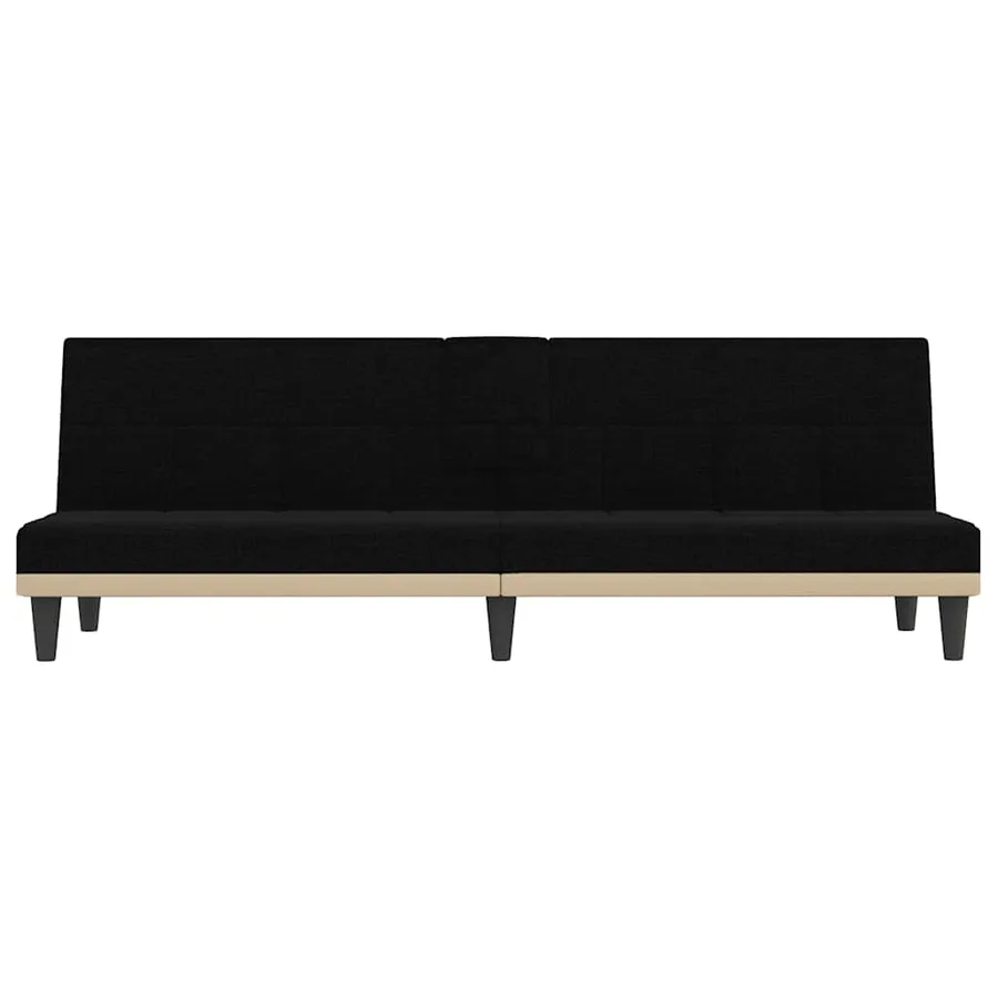 Canapé-lit avec porte-gobelets noir tissu - 4