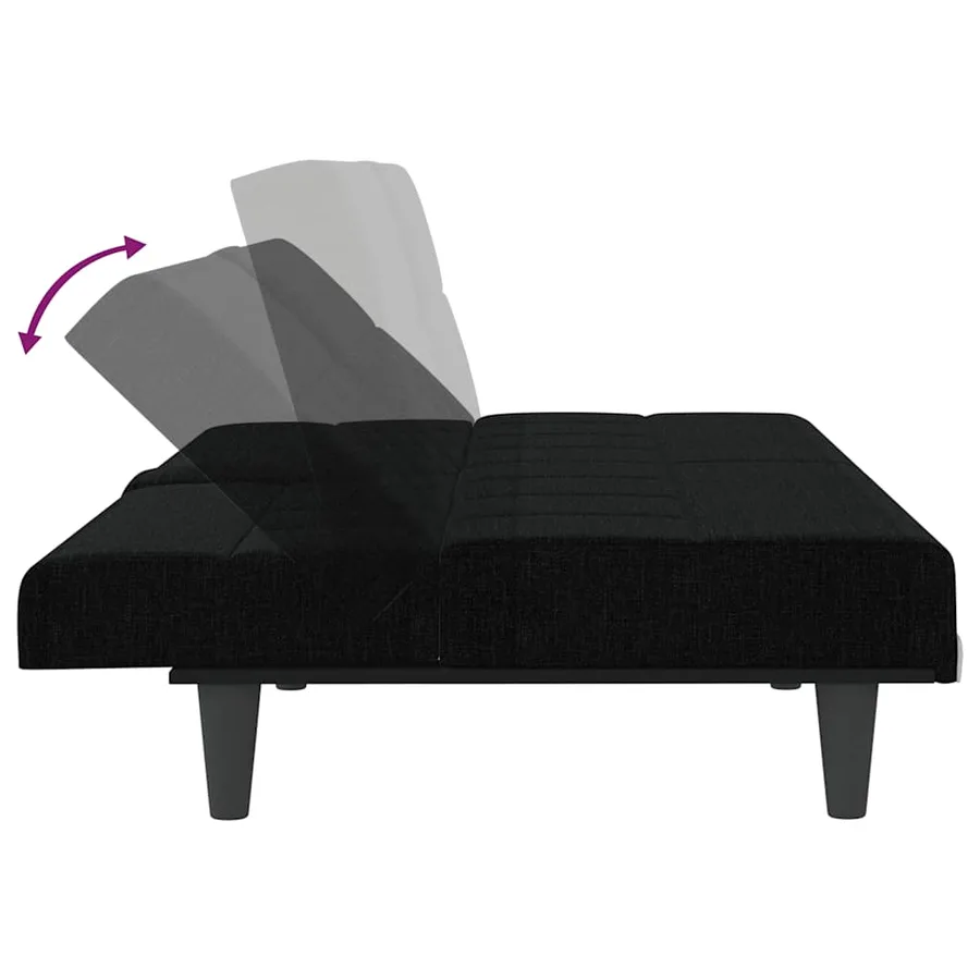 Canapé-lit avec porte-gobelets noir tissu - 9