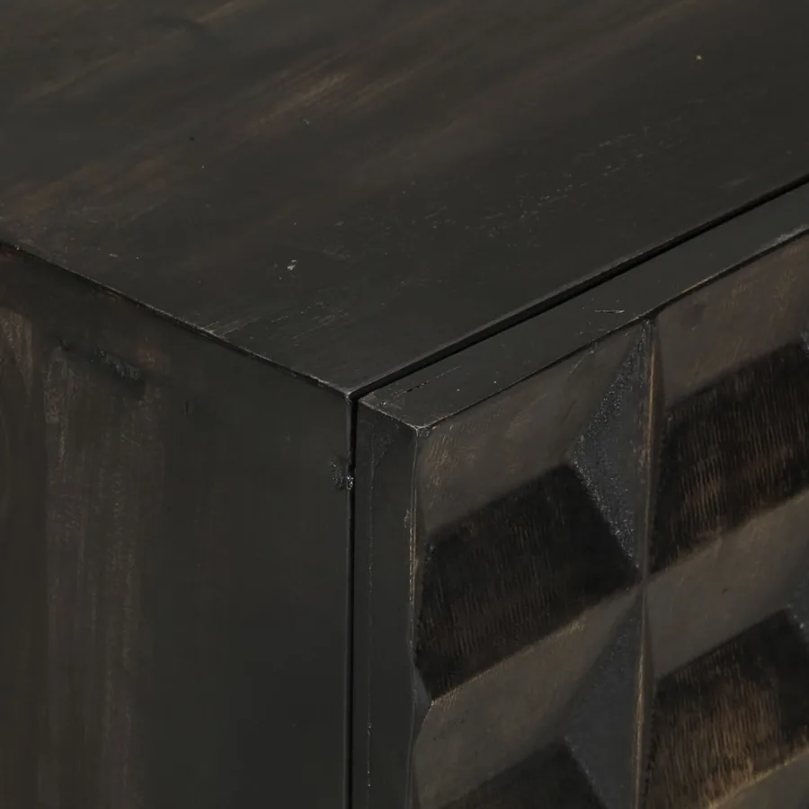 Buffet Noir 55x34x75 cm Bois massif de manguier et fer - 6