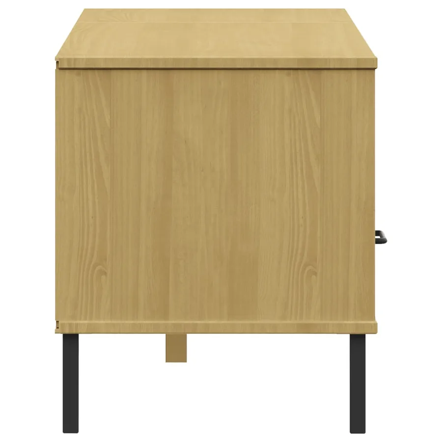 Meuble TV avec pieds en métal Marron Bois de pin massif OSLO - 6