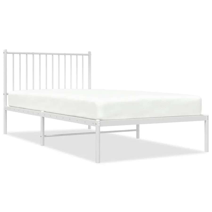 Cadre de lit métal sans matelas et tête de lit blanc 100x200 cm - 2