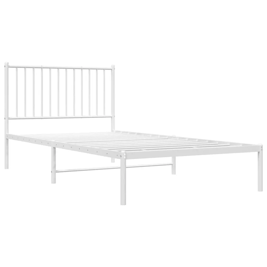 Cadre de lit métal sans matelas et tête de lit blanc 100x200 cm - 4