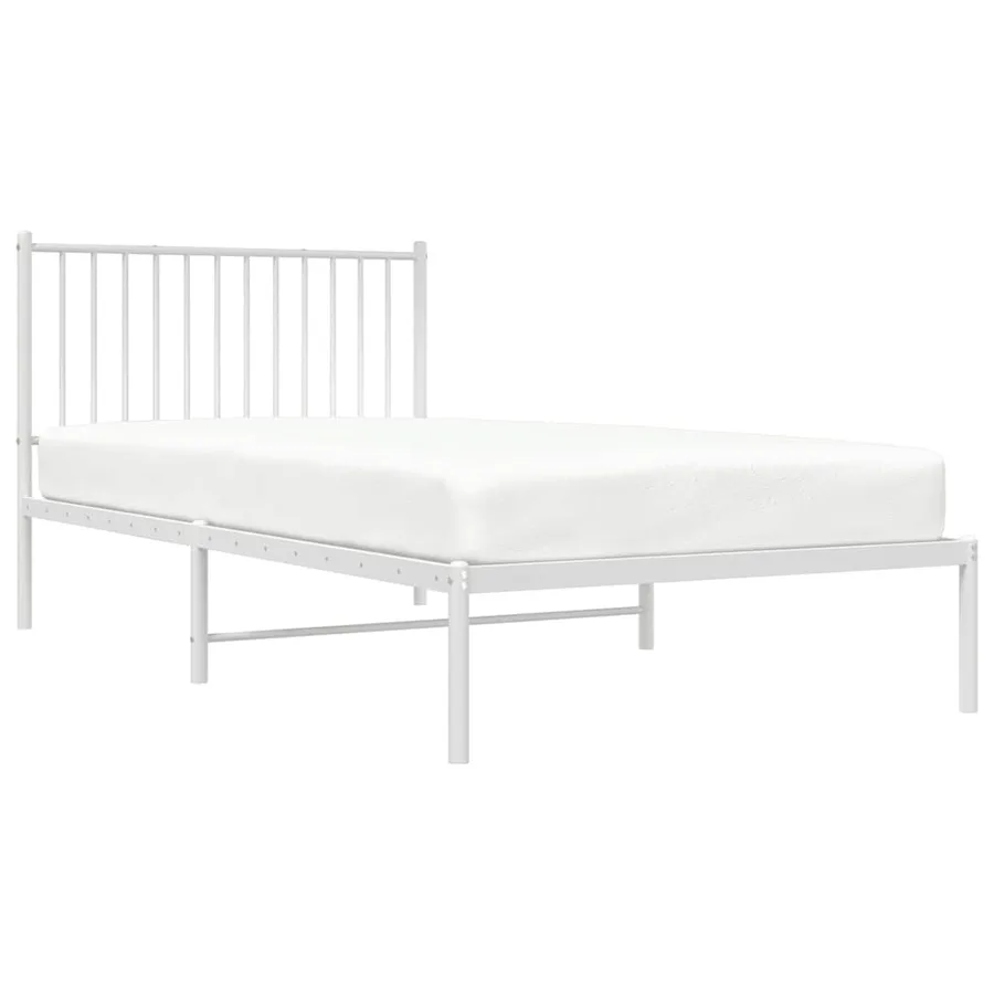 Cadre de lit métal sans matelas et tête de lit blanc 100x200 cm - 5