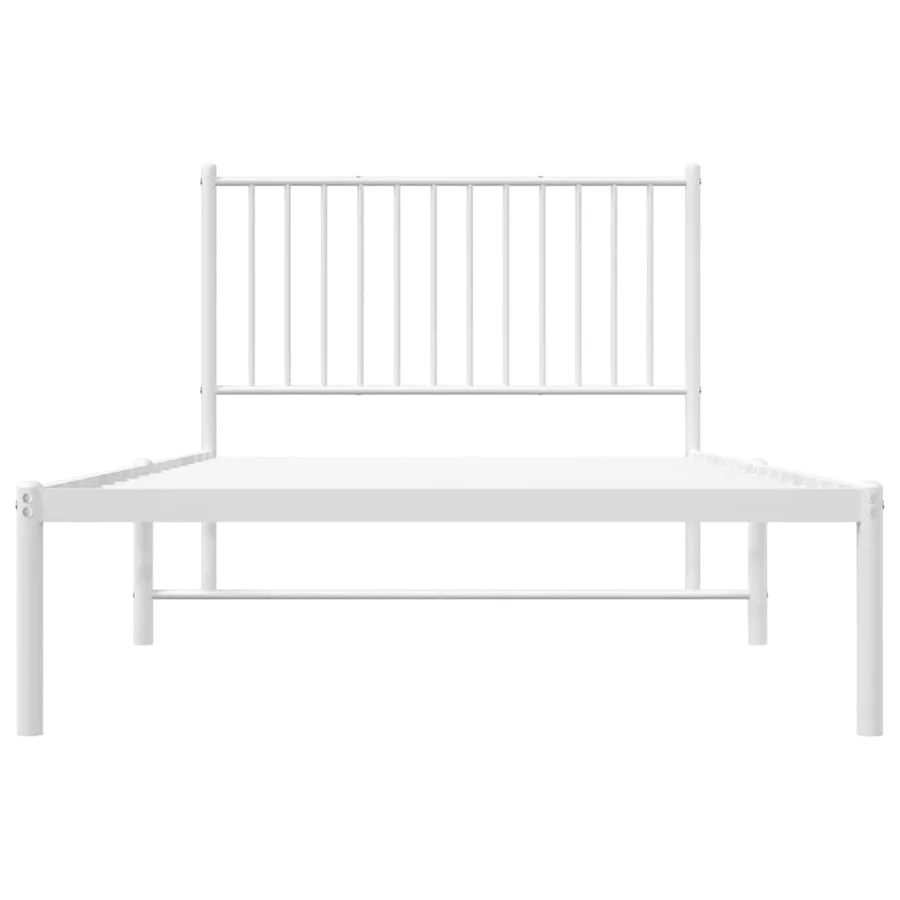 Cadre de lit métal sans matelas et tête de lit blanc 100x200 cm - 6