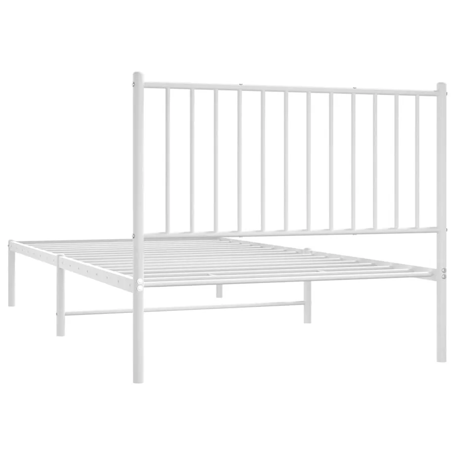 Cadre de lit métal sans matelas et tête de lit blanc 100x200 cm - 8