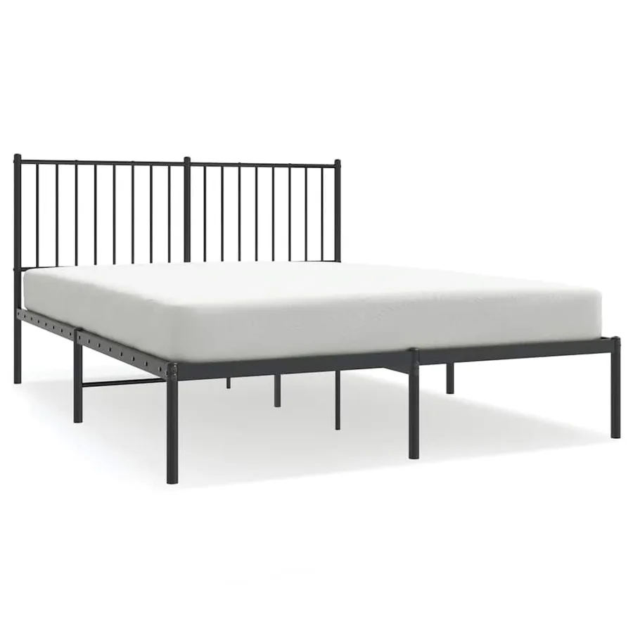 Cadre de lit métal sans matelas avec tête de lit noir 135x190cm - 2