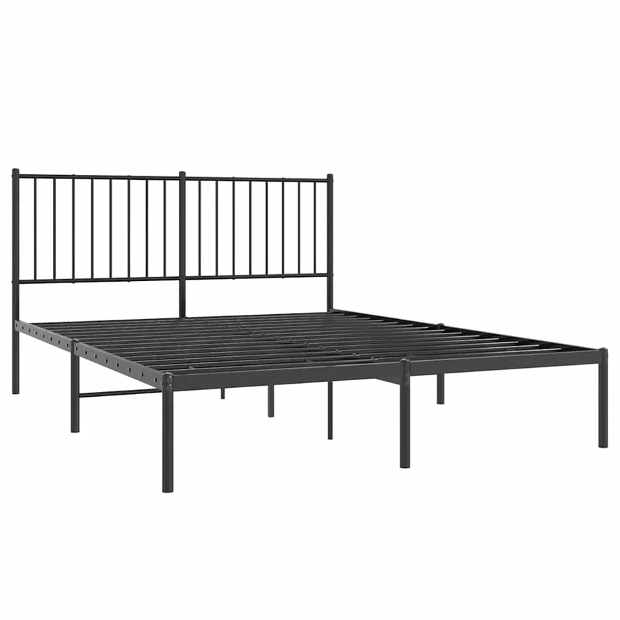 Cadre de lit métal sans matelas avec tête de lit noir 135x190cm - 3