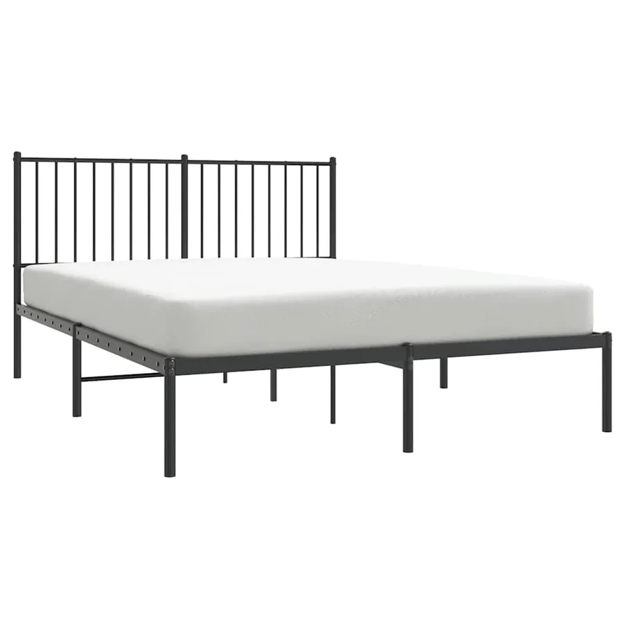 Cadre de lit métal sans matelas avec tête de lit noir 135x190cm - 5