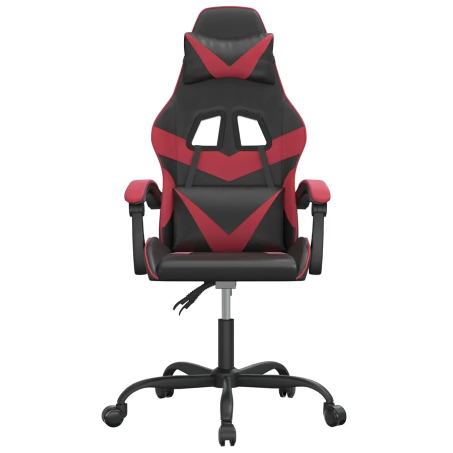 Chaise de jeu pivotante Noir et rouge bordeaux Similicuir - 3