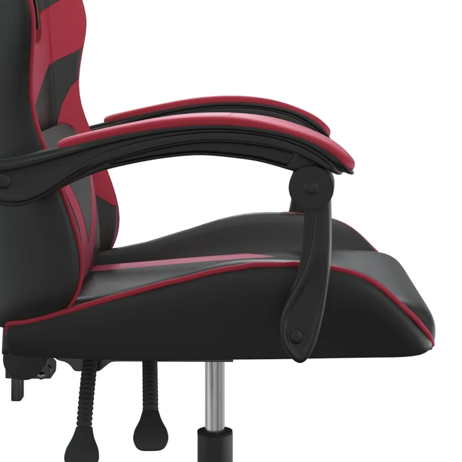 Chaise de jeu pivotante Noir et rouge bordeaux Similicuir - 7
