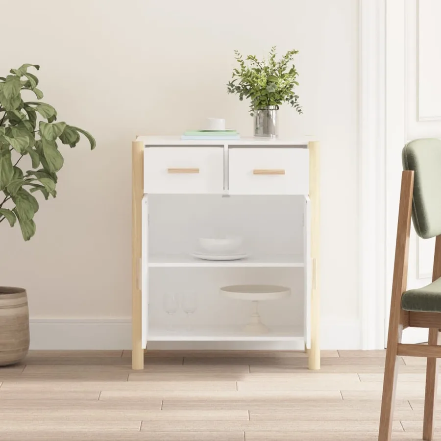 Buffet Blanc 62x38x75 cm Bois d'ingénierie - 3