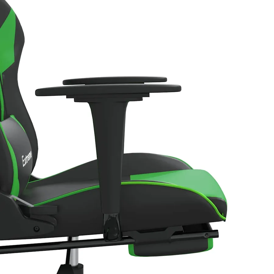 Chaise de jeu de massage et repose-pied Noir et vert Similicuir - 11