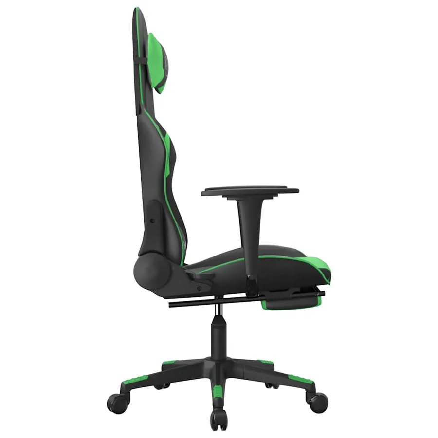 Chaise de jeu de massage et repose-pied Noir et vert Similicuir - 5