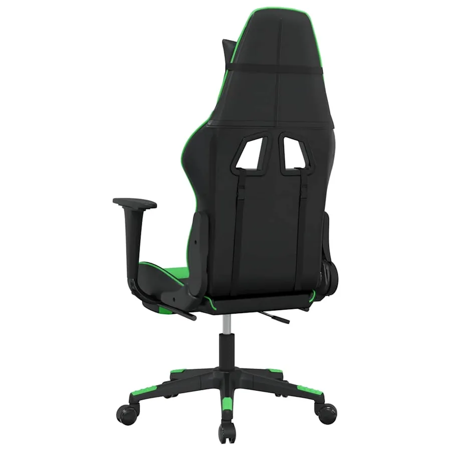 Chaise de jeu de massage et repose-pied Noir et vert Similicuir - 6