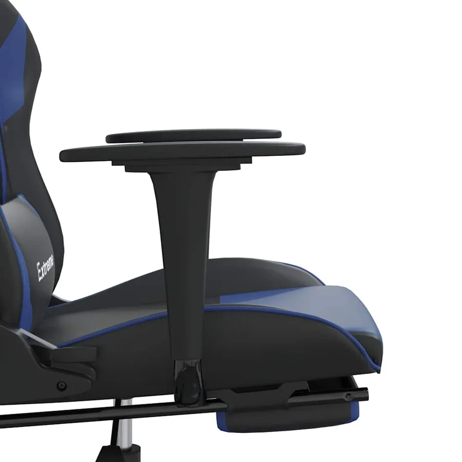 Chaise de jeu de massage et repose-pied Noir et bleu Similicuir - 11