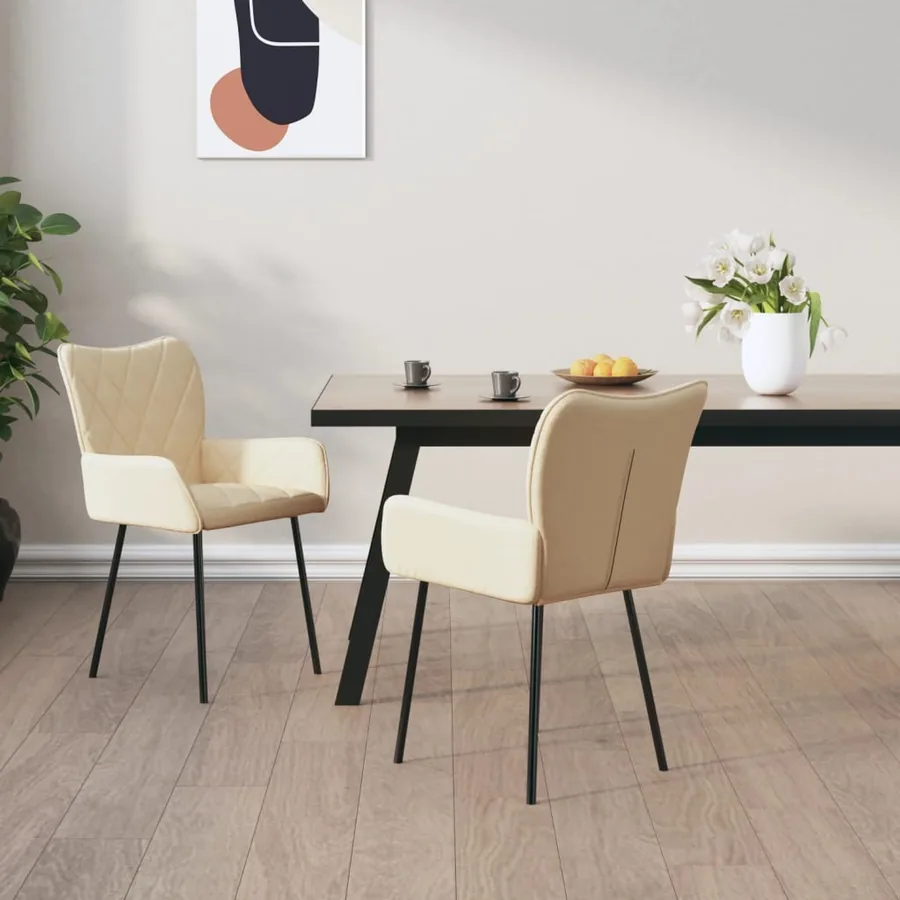 Chaises à manger lot de 2 crème tissu
