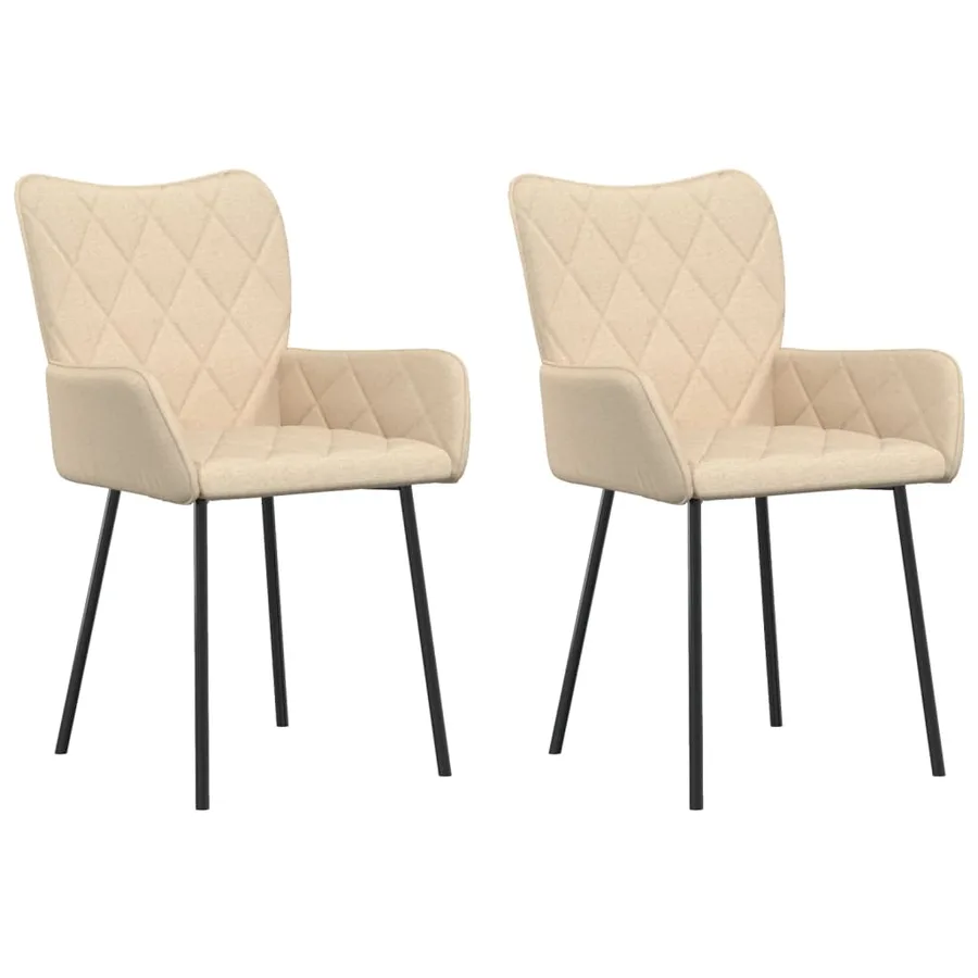 Chaises à manger lot de 2 crème tissu - 2