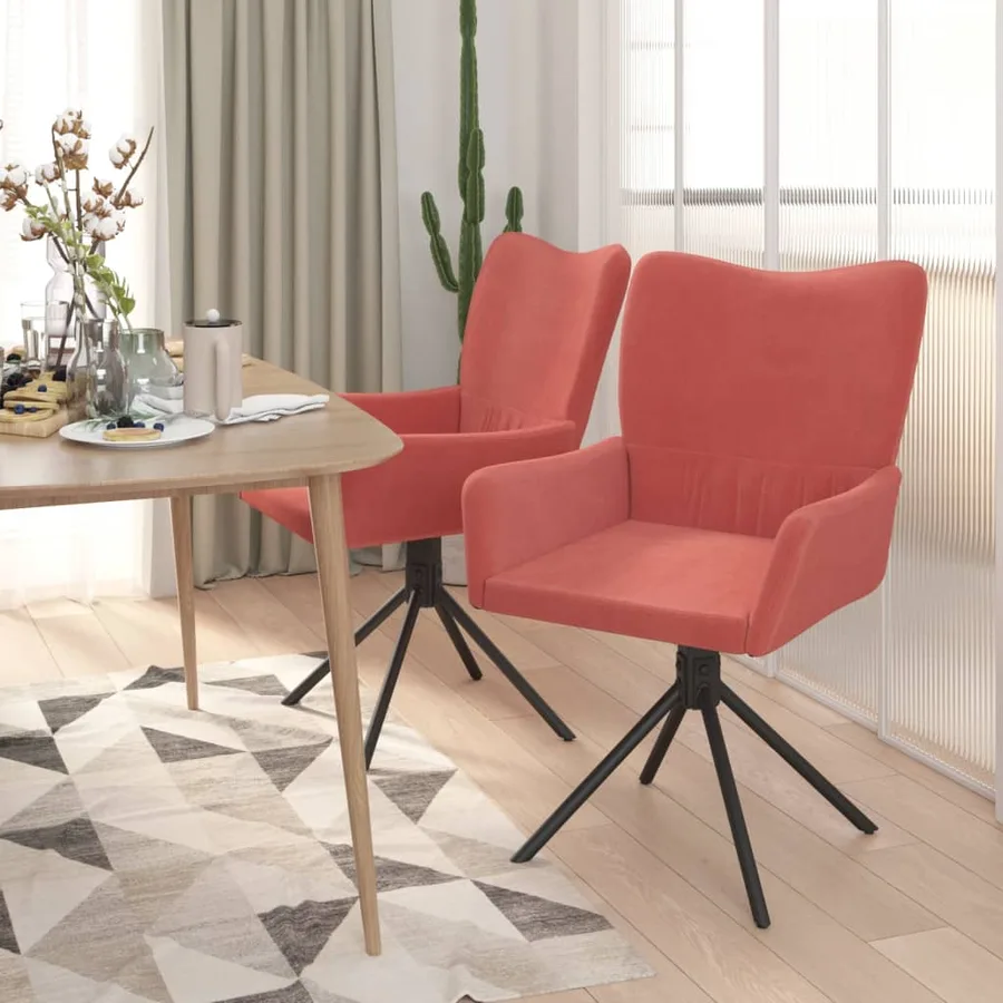 Chaises pivotantes à manger lot de 2 Rose Velours - 3