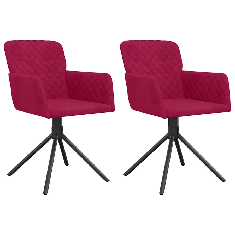 Chaises pivotantes à manger lot de 2 Rouge bordeaux Velours - 2
