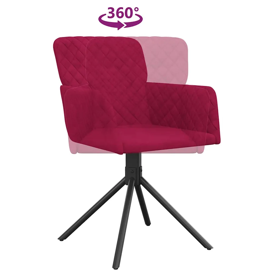 Chaises pivotantes à manger lot de 2 Rouge bordeaux Velours - 8