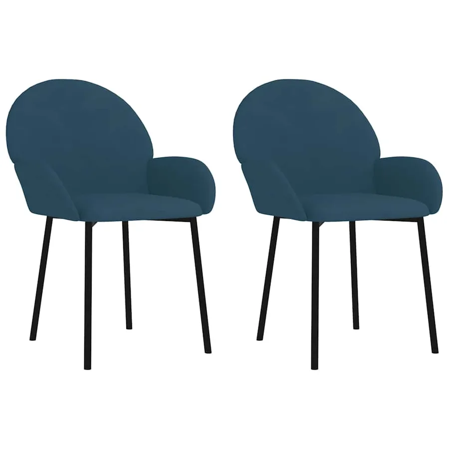 Chaises à manger lot de 2 Bleu Velours - 2