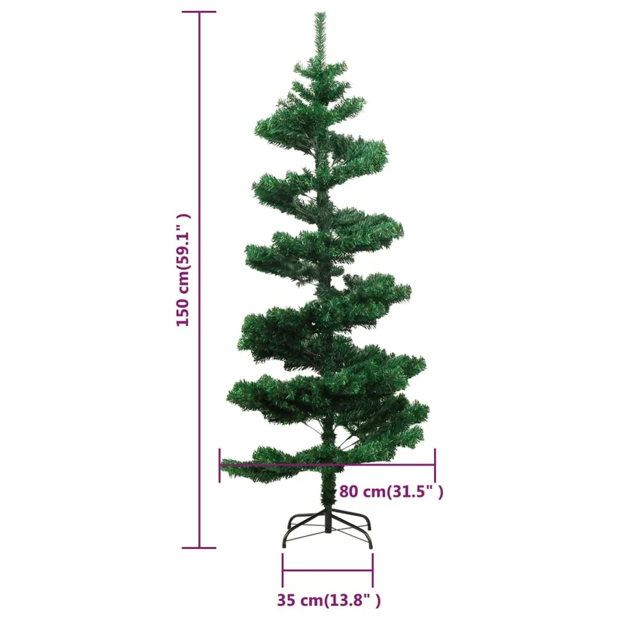 Arbre de Noël hélicoïdal pré-éclairé et support vert 150 cm PVC - 10