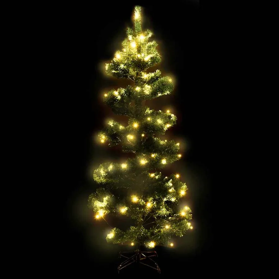 Arbre de Noël hélicoïdal pré-éclairé et support vert 150 cm PVC - 3