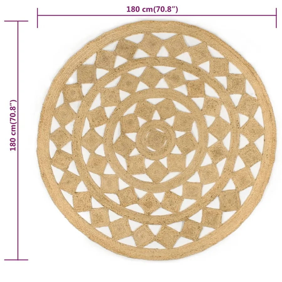 Tapis fait à la main Jute tressée 180 cm - 6