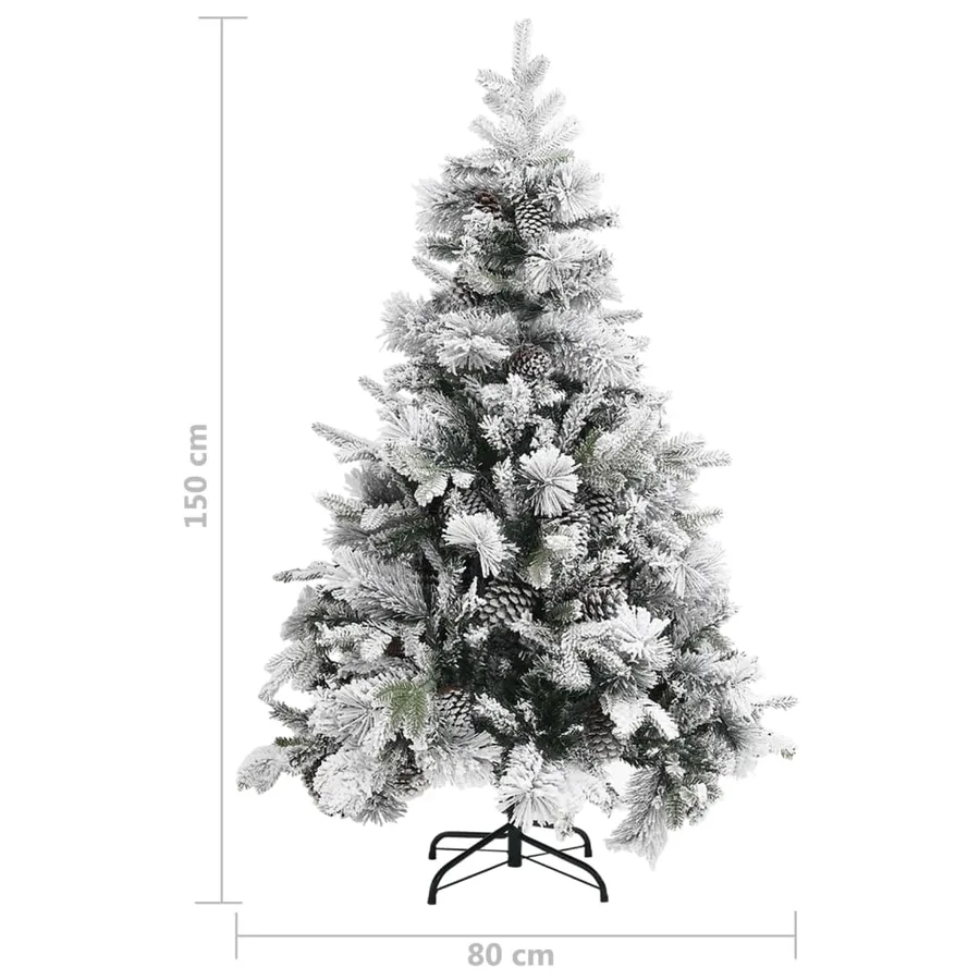 Sapin de Noël à flocons de neige et pommes de pin 150 cm PVC/PE - 6