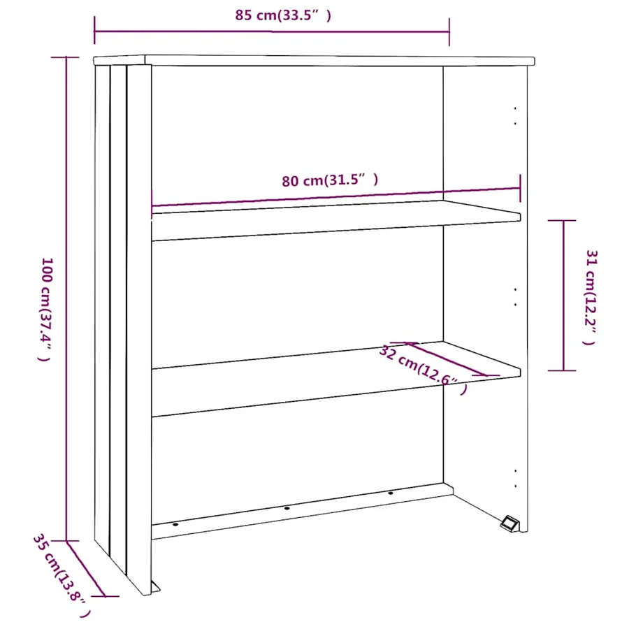 Dessus de buffet HAMAR Gris clair 85x35x100 cm Bois de pin - 7