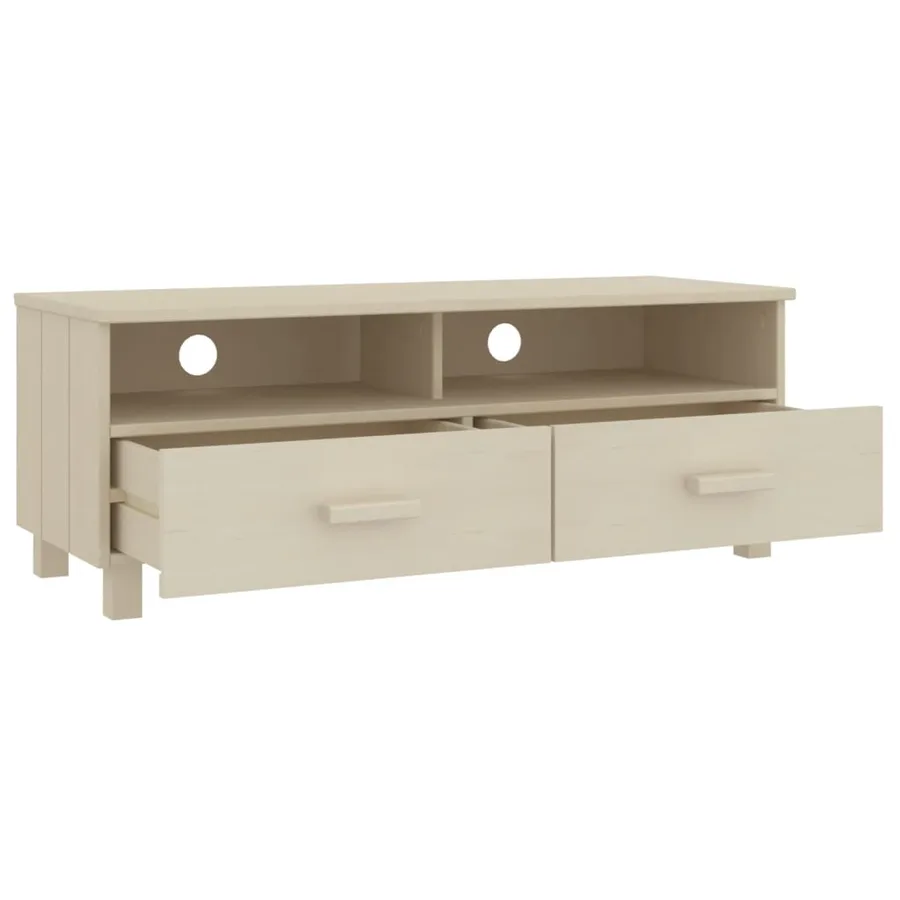 Meuble TV HAMAR Marron miel 106x40x40 cm Bois massif de pin - 5