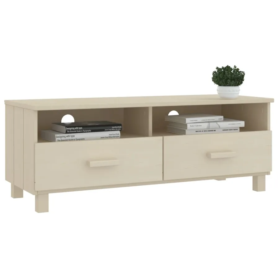 Meuble TV HAMAR Marron miel 106x40x40 cm Bois massif de pin - 6