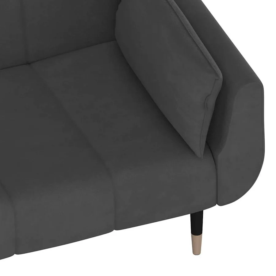 Canapé-lit à 2 places avec deux oreillers Gris foncé Velours - 10