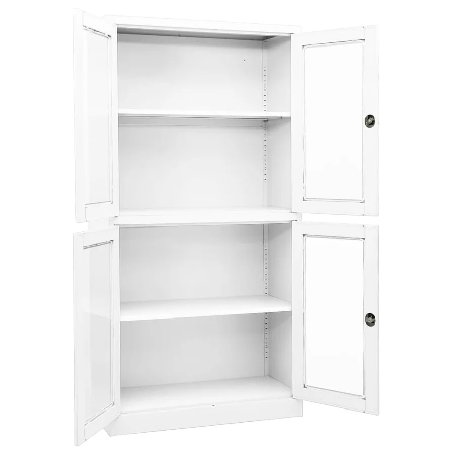 Armoire de bureau Blanc 90x40x180 cm Acier et verre trempé - 2