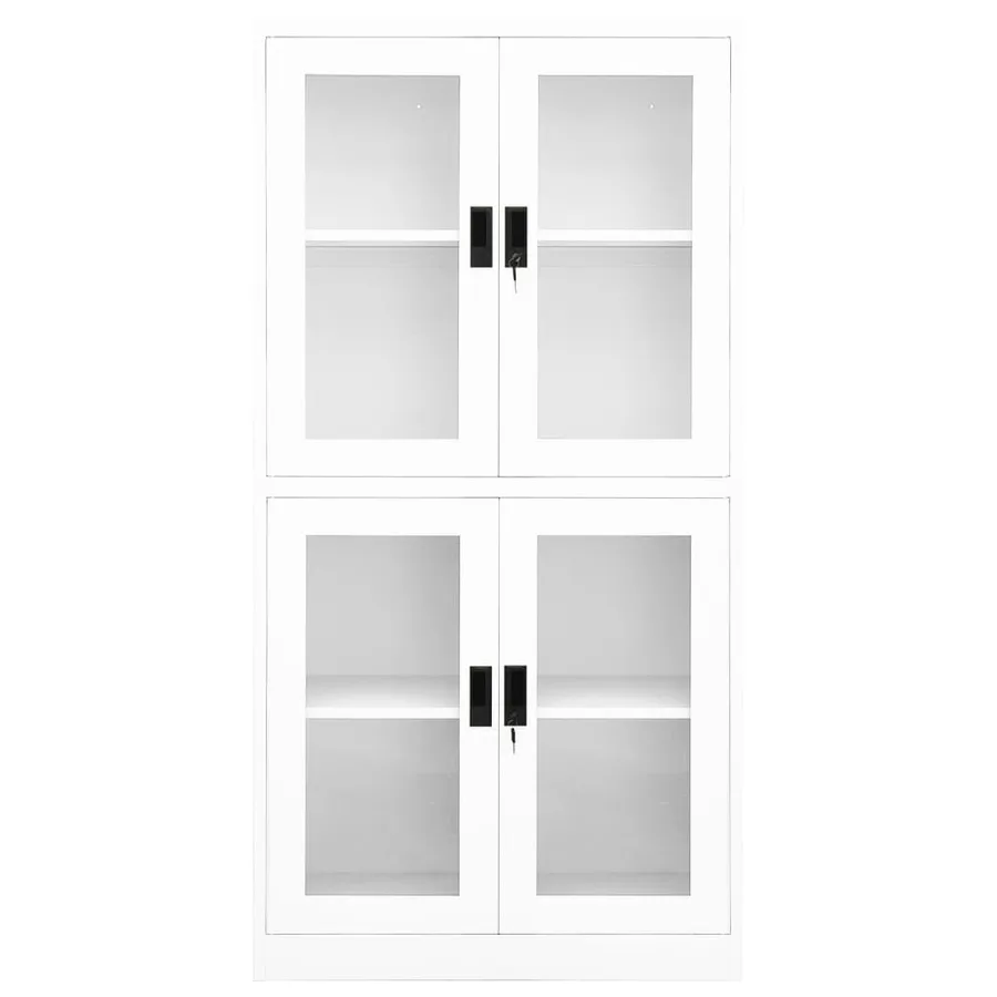Armoire de bureau Blanc 90x40x180 cm Acier et verre trempé - 3