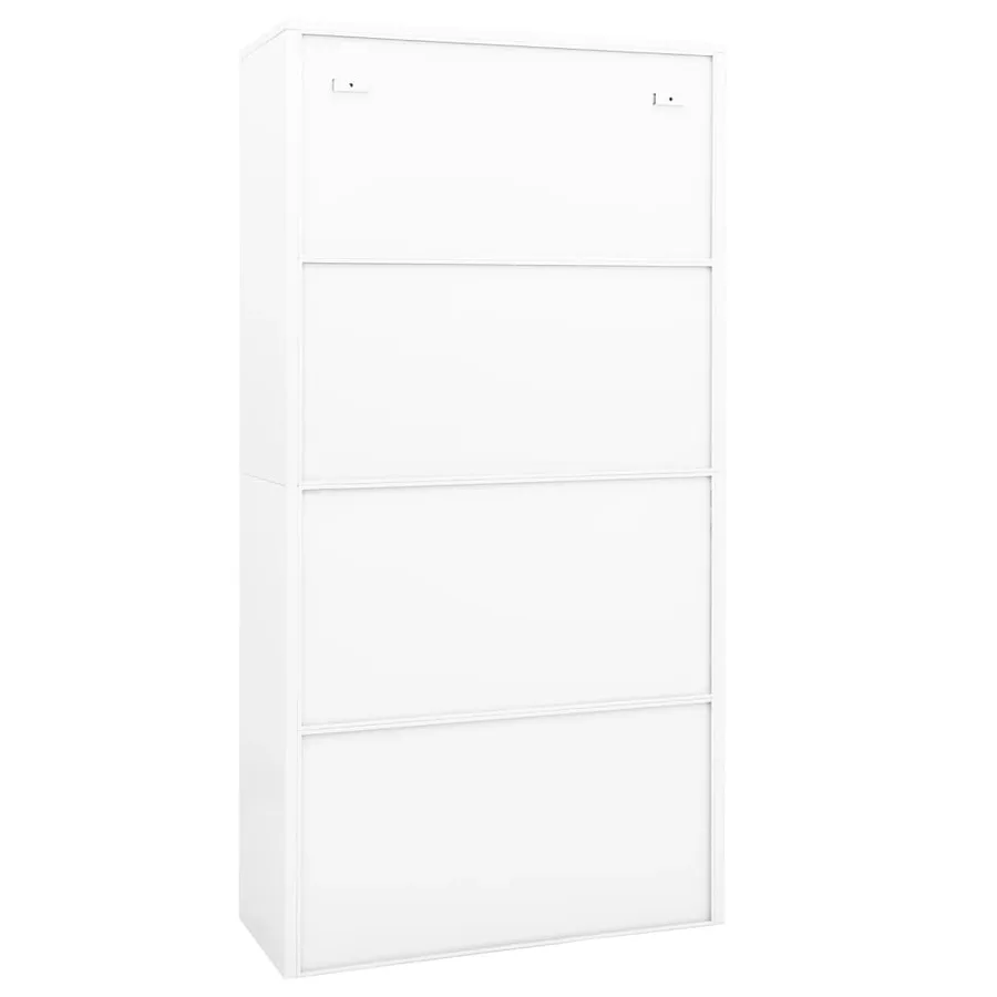 Armoire de bureau Blanc 90x40x180 cm Acier et verre trempé - 5