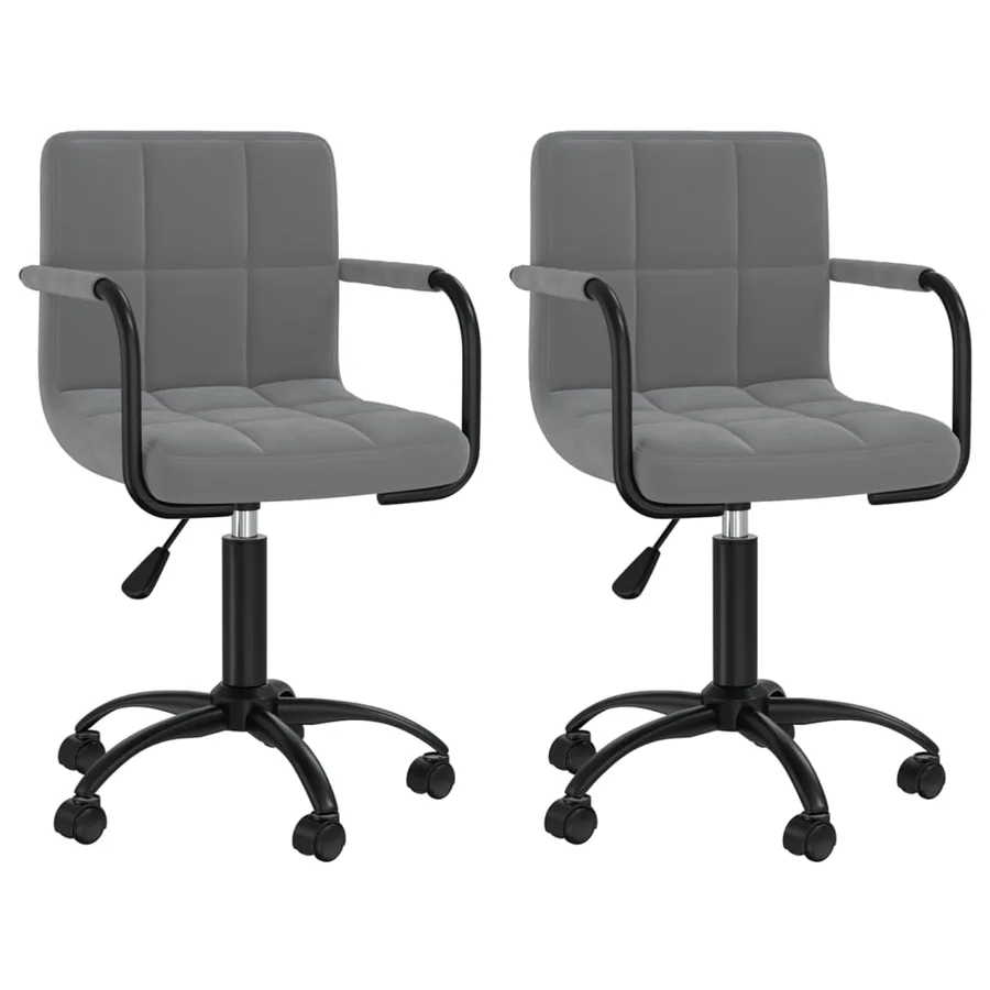 Chaises pivotantes à manger lot de 2 gris foncé velours - 2