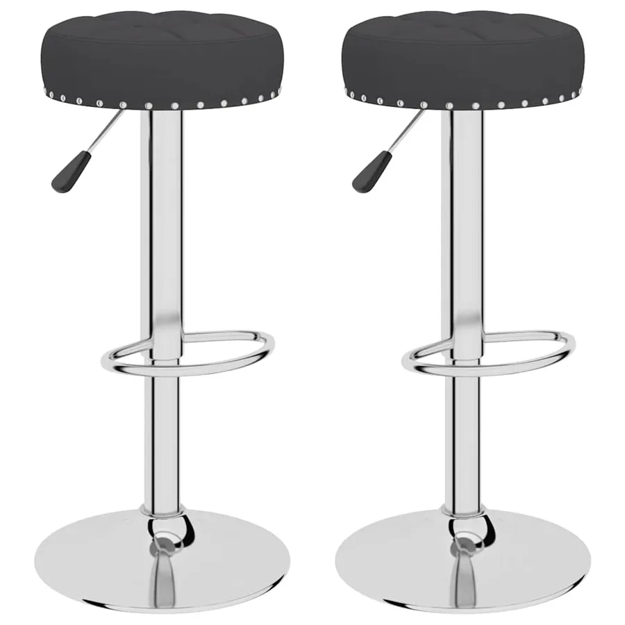 Tabourets de bar lot de 2 noir tissu - 2