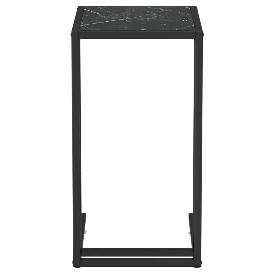 Table d'appoint ordinateur Marbre noir 50x35x65 cm Verre trempé - 3