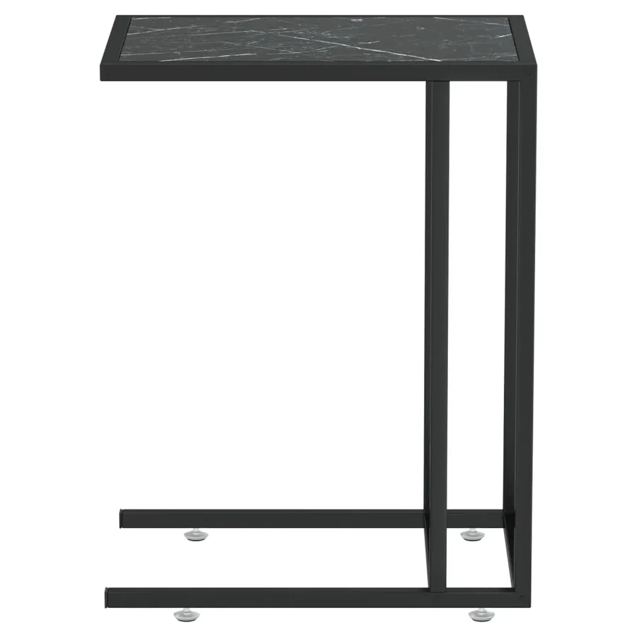 Table d'appoint ordinateur Marbre noir 50x35x65 cm Verre trempé - 4