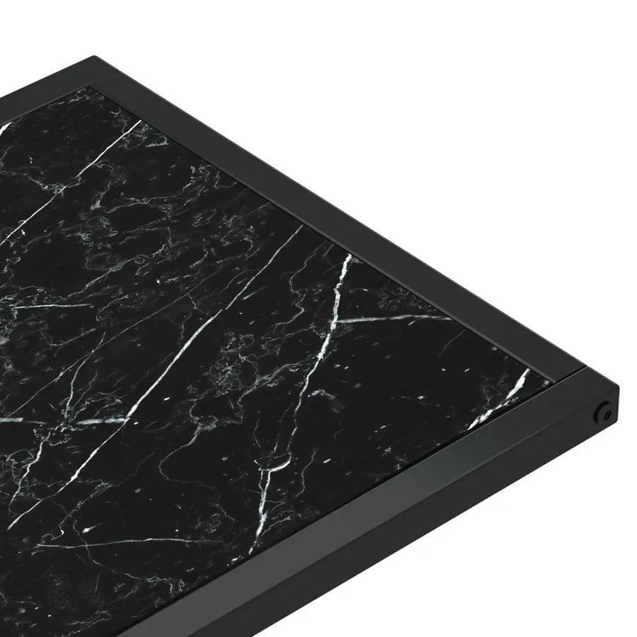 Table d'appoint ordinateur Marbre noir 50x35x65 cm Verre trempé - 5