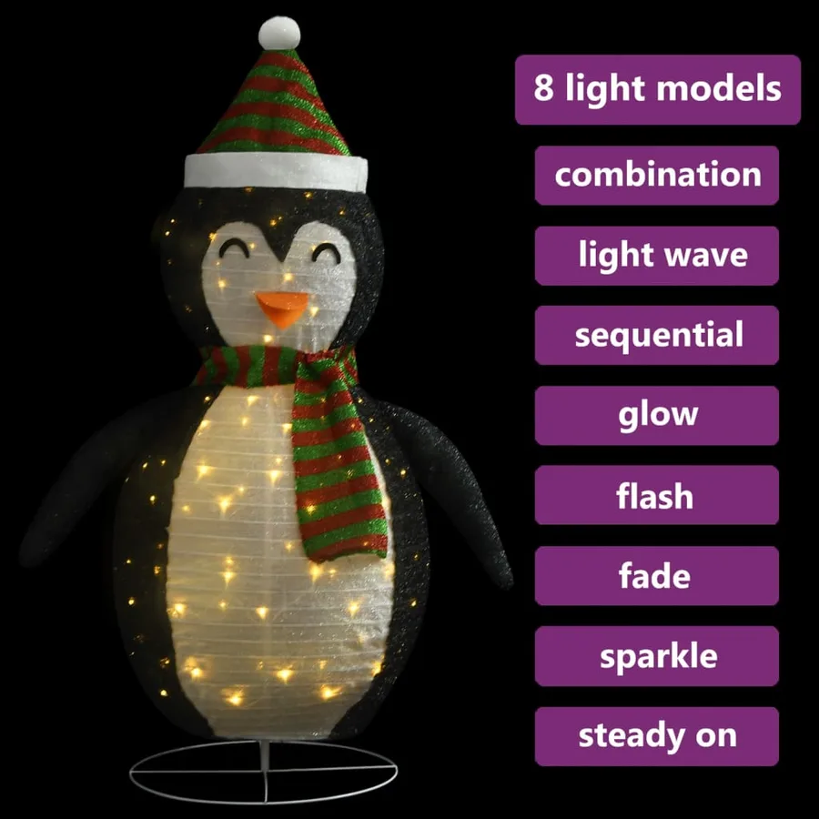 Décoration de Noël pingouin à LED Tissu de luxe 120 cm - 4