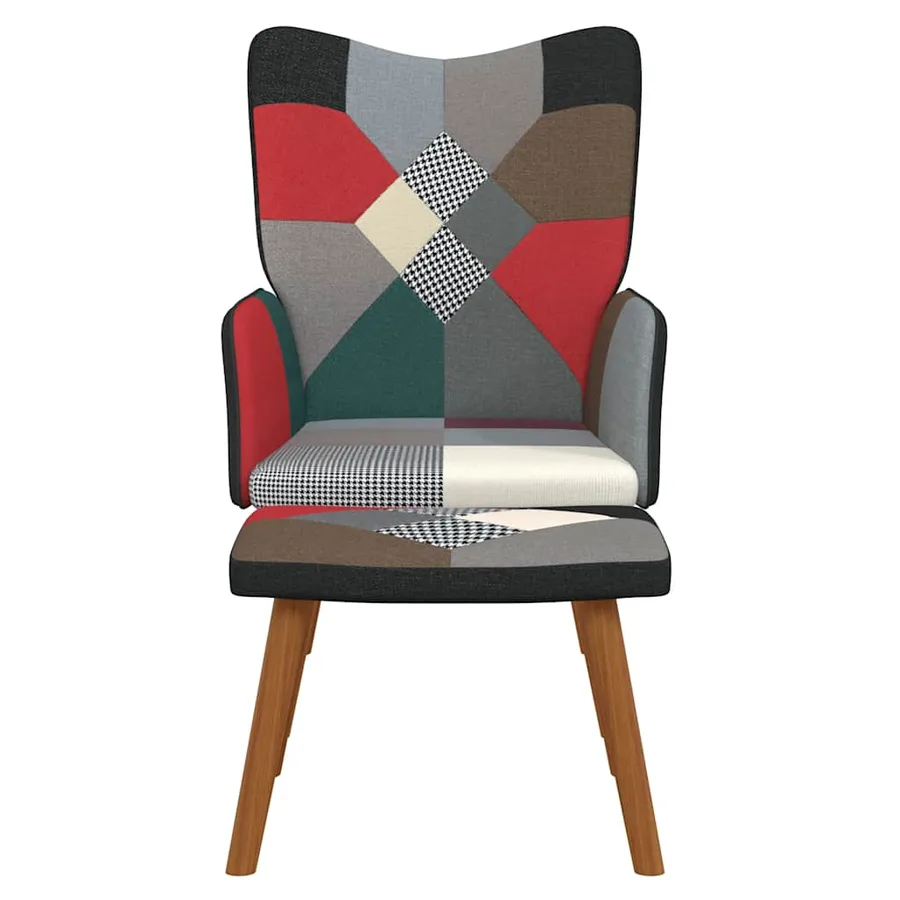 Chaise de relaxation avec repose-pied Patchwork Tissu - 3