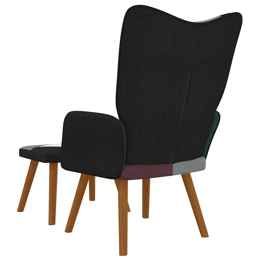 Chaise de relaxation avec repose-pied Patchwork Tissu - 5