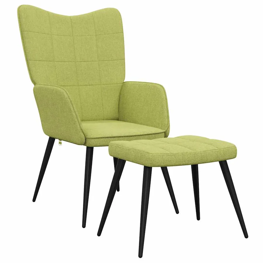 Chaise de relaxation avec tabouret Vert Tissu - 2